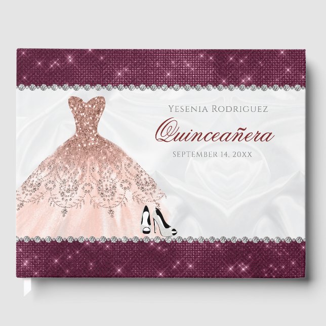 Libro De Visitas Glam Quinceañera Rosa (Anverso)