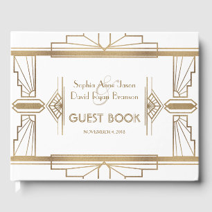Libro De Visitas Glam White Roaring Gran Boda de Gatsby de los años