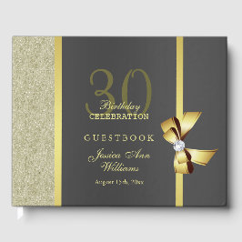 Libro De Visitas Glamorosa Fiesta de Oro y Cumpleaños Negro