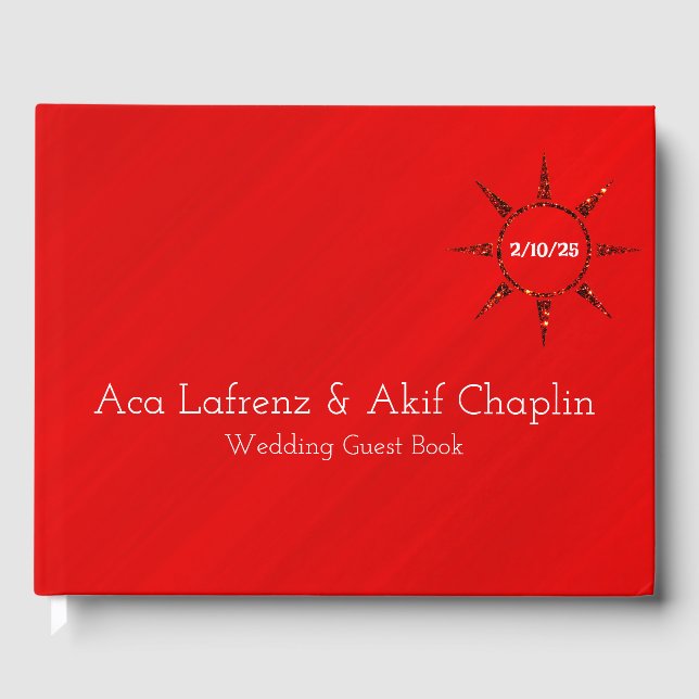 Libro De Visitas Glamour Rojo Simplemente Elegante Personalizado (Anverso)