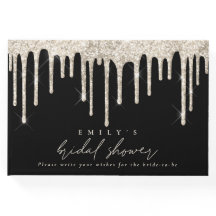 Glitter Drip Cream Script Bridal Shower Negro