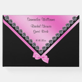 Libro De Visitas Glitzy Diamontes y ducha de novias de vaca rosa