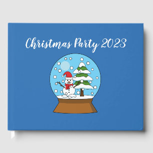 Libro De Visitas Globe de nieve con Snowman y árbol de pino Perso