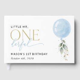 Libro De Visitas Globo azul, eucalipto, vegetación, primer cumpleañ