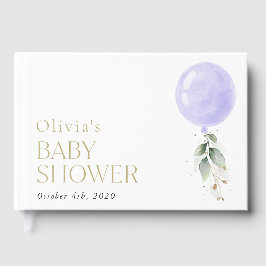 Libro De Visitas Globo morado, eucalipto, vegetación, Baby Shower