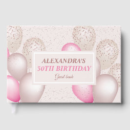 Libro De Visitas Globos de Cumpleaños Rosa Elegante