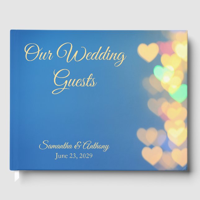 Libro De Visitas Glowing Hearts Blue & Yellow  (Anverso)