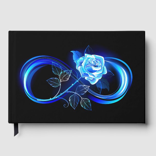 Libro De Visitas Glowing infinity with blue rose (Anverso)