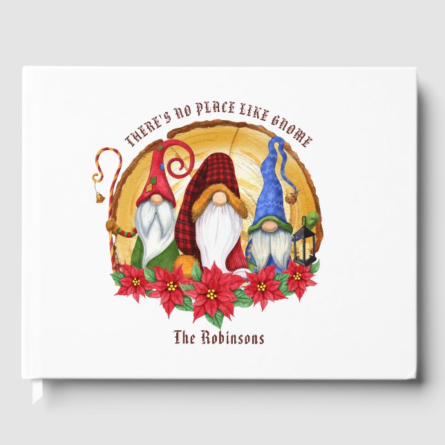 Libro De Visitas Gnomos navideños de cuadros nórdicos rústicos (Anverso)