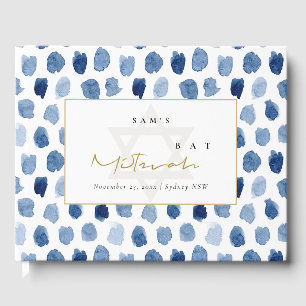 LIBRO DE VISITAS GOLD AZUE INDIGO COLOR DE AGUA PUNTOS BAR BAT MITZ