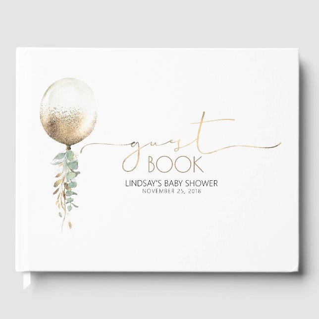Libro De Visitas Gold Balloon Garland Baby Shower (Anverso)