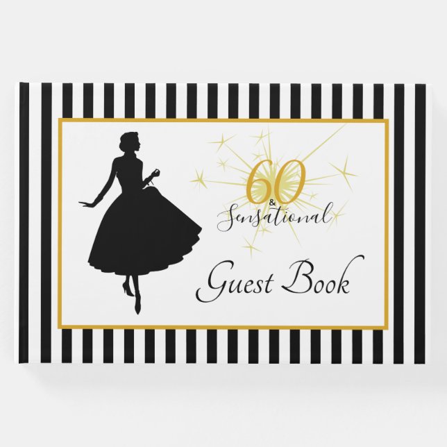 Libro De Visitas Gold Black 60 y SENSACIONAL Birthday Party (Anverso)