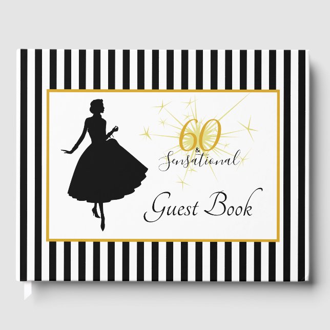 Libro De Visitas Gold Black 60 y SENSACIONAL Birthday Party (Anverso)