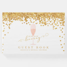 Libro De Visitas Gold Confetti Elegante Champán Ducha Bridal