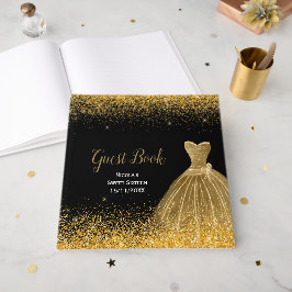 Libro De Visitas Gold Dress Faux Glitter Sweet 16