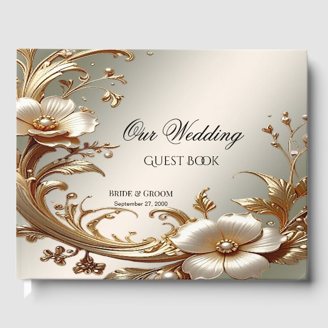 Libro De Visitas Gold Floral Guest Book (Anverso)