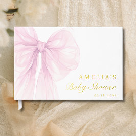 Libro De Visitas Gold Foil Blush Pink Bow Baby Girl Shower