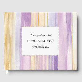 Libro De Visitas Gold Lavender Purple Stripes Wedding