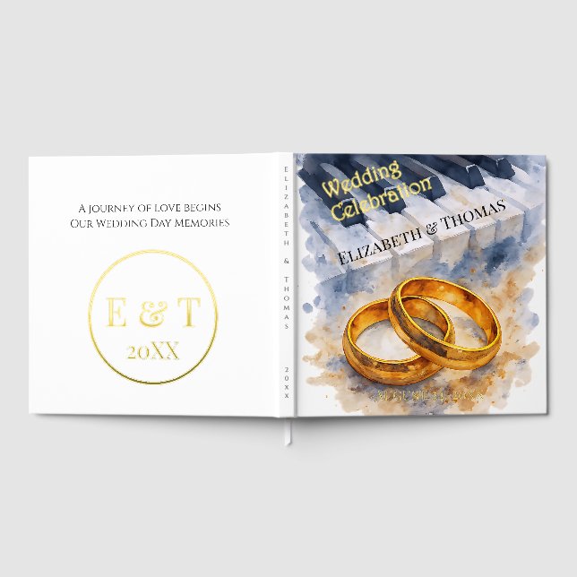 Libro De Visitas  Gold Rose  Rings  Timeless Sophisticated Elegant (Lleno)