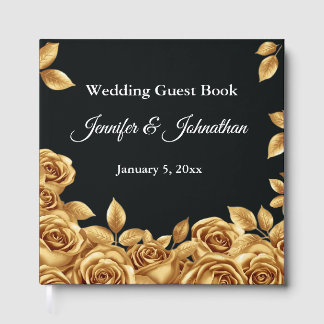 Libro De Visitas Gold Roses Custom Background Wedding 