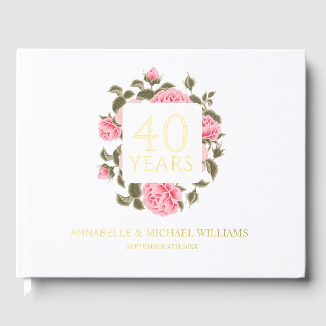 LIBRO  DE VISITAS GOLD WILD ROSE BOUQUET 40º ANIVERSARIO BODA (Anverso)