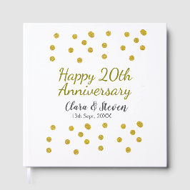Libro De Visitas Golden dots glitter happy 20th anniversary wedding