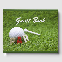 Libro De Visitas Golf Par to Pair con bola de golf y tee on green