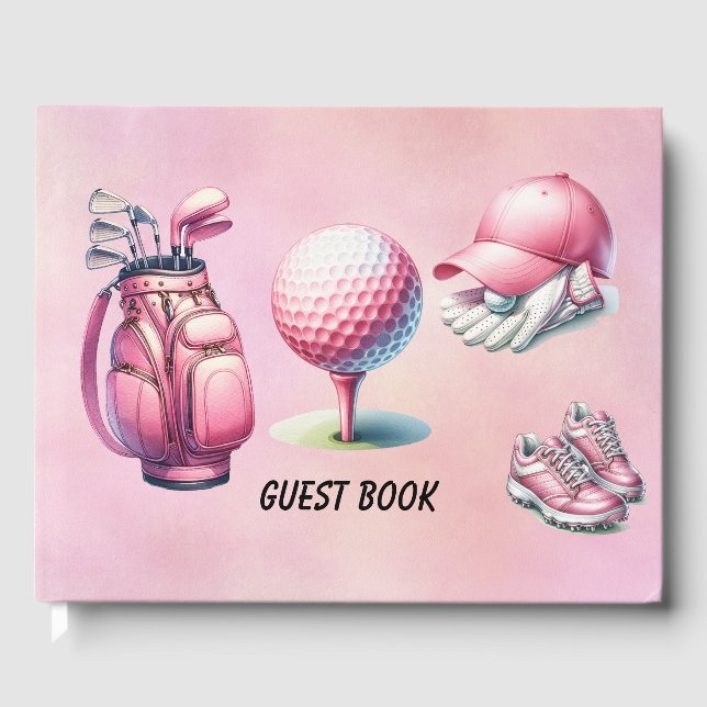 Libro De Visitas Golf Tema rosa (Anverso)