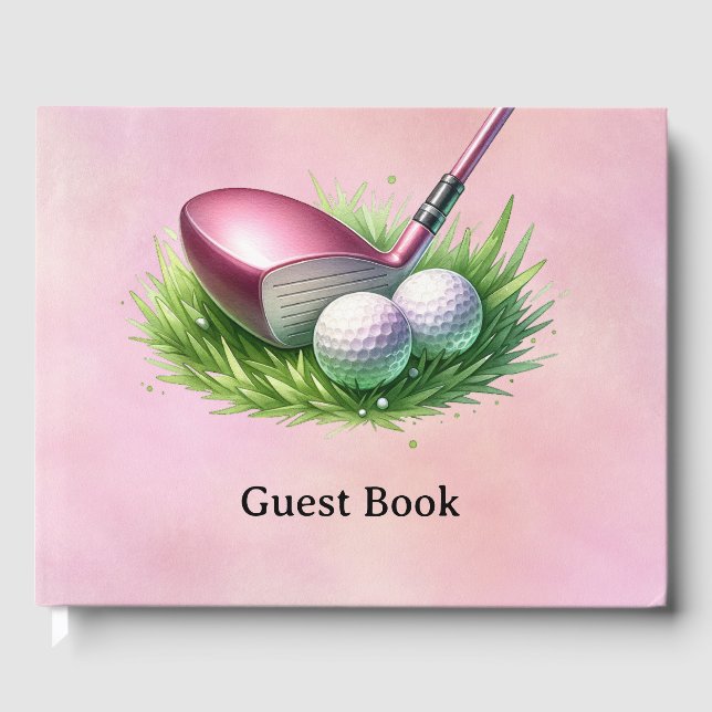 Libro De Visitas Golf Tema rosa (Anverso)