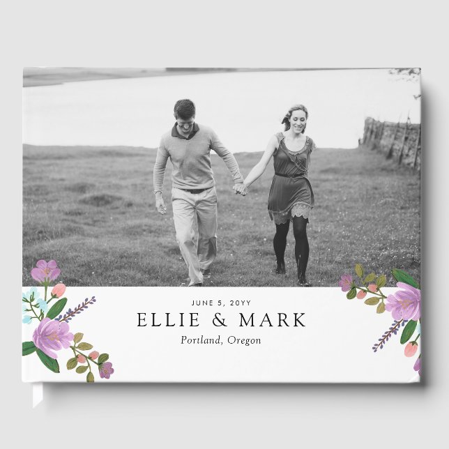 Libro De Visitas Golightly Floral Boda (Anverso)