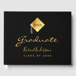 Libro De Visitas Gorra dorada negra del partido de graduación