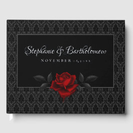 Libro De Visitas Gothic Black Damask Rose Wedding