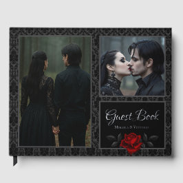 Libro De Visitas Gothic Black Damask Rose Wedding