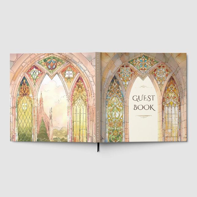 Libro De Visitas Gothic Cathedral Stained Glass Wedding (Lleno)