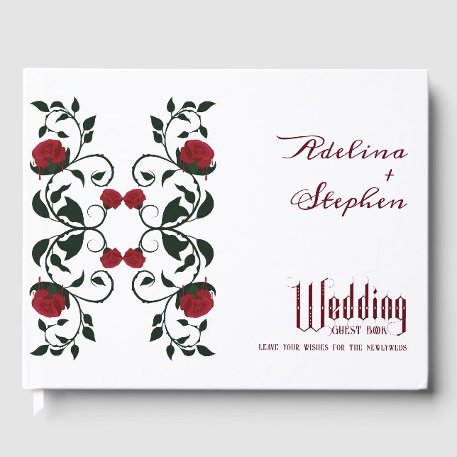 Libro De Visitas Gothic Dripping Red Roses Moody Boda (Anverso)