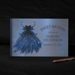 Libro De Visitas Gothic Fairy Navy Gown Hojas azules de cobalto p