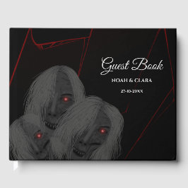 Libro De Visitas Gothic Skull White Ghosts- Dark Moody Halloween 