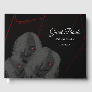Libro De Visitas Gothic Skull White Ghosts- Dark Moody Halloween 