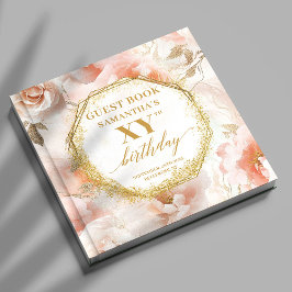 Libro De Visitas Graceful Dusty Pink Ivory Gold Guest Book