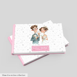 Libro De Visitas Graciosa Pareja Quirky Acuarela Boda Invitado