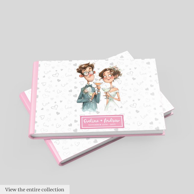 Libro De Visitas Graciosa Pareja Quirky Acuarela Boda Invitado (Funny Quirky Couple Watercolor Wedding Guest Book)