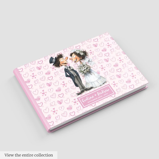 Libro De Visitas Graciosa Personalizado Bride y Groom Guestbook (Funny Cartoon Bride and Groom Guestbook)
