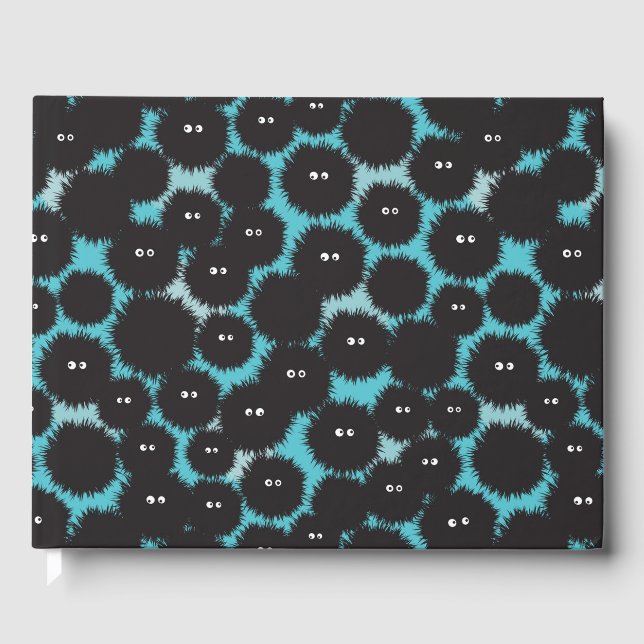 Libro De Visitas Graciosos monstruos esponjosos negros (Anverso)