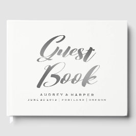 Libro De Visitas Gradiente Gris plateado simple Boda personalizado