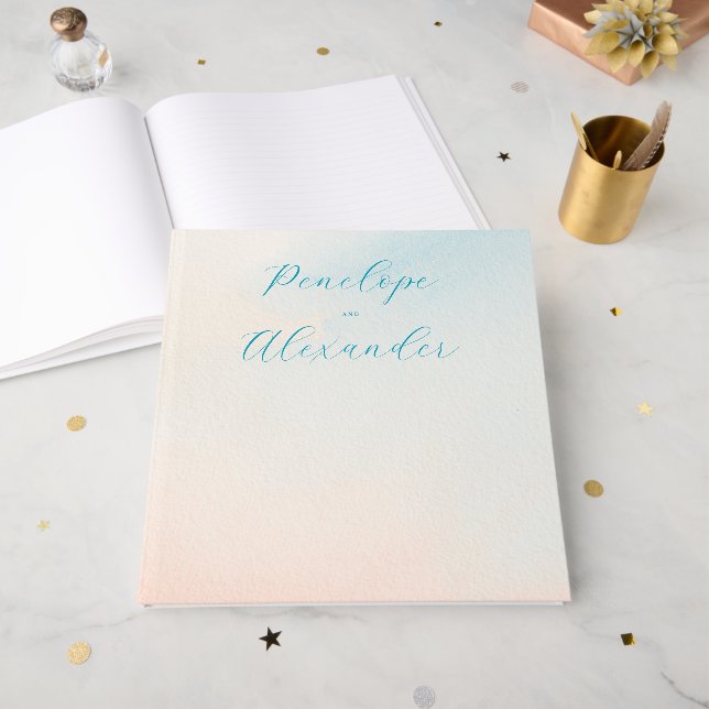 Libro De Visitas Gradiente Pastel Sereno con Estrellas (Anverso Abierto)