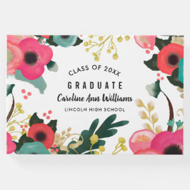 Libro De Visitas Graduación de acuarela floral moderna