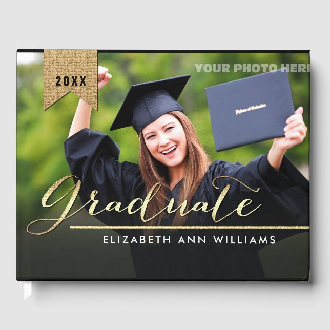 Libro De Visitas Graduación de fotografía personalizado (Anverso)