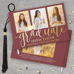 Libro De Visitas Graduación de fotos delanteras y traseras Borgoña 