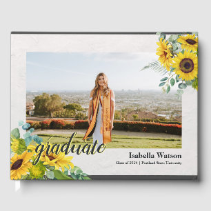 Libro De Visitas Graduación de guión de foto de girasol