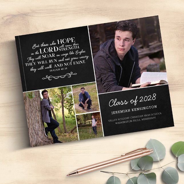 Libro De Visitas Graduación de la Biblia Cristiana Verse Collage de (Christian Bible Verse Photo Collage Graduation Guest Book)